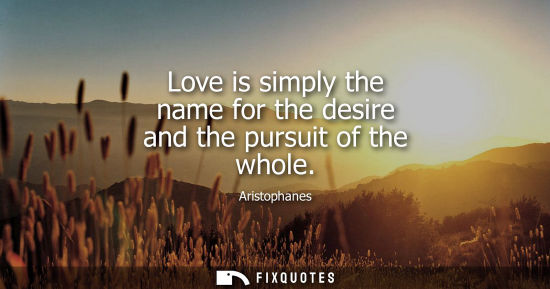 Small: Love is simply the name for the desire and the pursuit of the whole