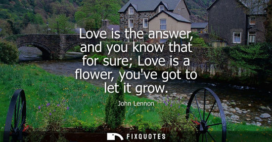 Small: Love is the answer, and you know that for sure Love is a flower, youve got to let it grow