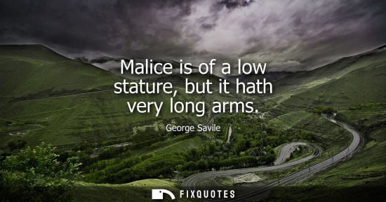 Small: Malice is of a low stature, but it hath very long arms