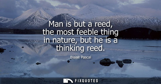 Small: Man is but a reed, the most feeble thing in nature, but he is a thinking reed