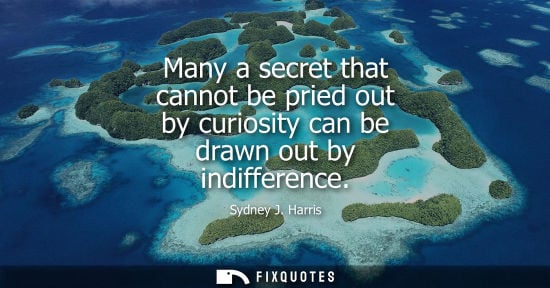 Small: Many a secret that cannot be pried out by curiosity can be drawn out by indifference