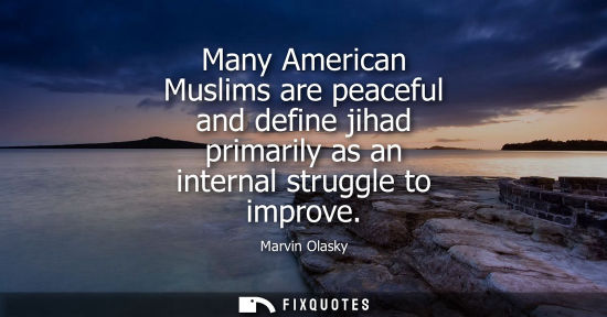 Small: Many American Muslims are peaceful and define jihad primarily as an internal struggle to improve