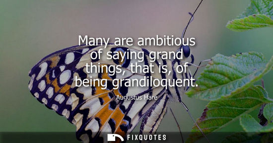 Small: Many are ambitious of saying grand things, that is, of being grandiloquent