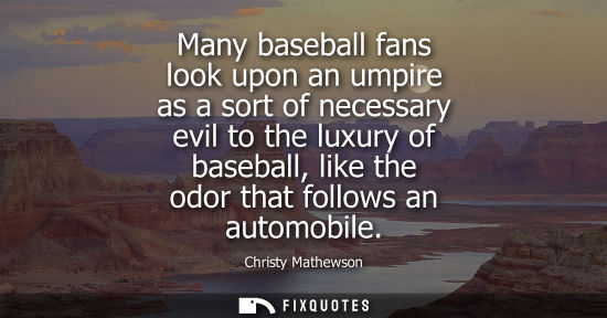 Small: Many baseball fans look upon an umpire as a sort of necessary evil to the luxury of baseball, like the 