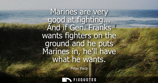 Small: Marines are very good at fighting... And if Gen. Franks wants fighters on the ground and he puts Marine