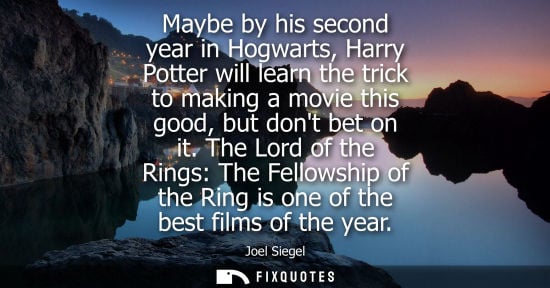 Small: Maybe by his second year in Hogwarts, Harry Potter will learn the trick to making a movie this good, bu