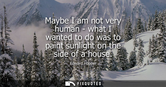 Small: Maybe I am not very human - what I wanted to do was to paint sunlight on the side of a house