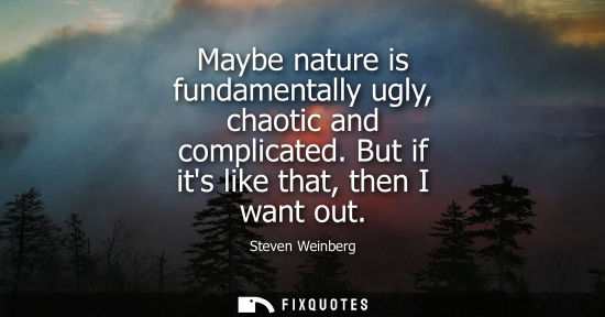 Small: Maybe nature is fundamentally ugly, chaotic and complicated. But if its like that, then I want out