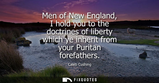 Small: Men of New England, I hold you to the doctrines of liberty which ye inherit from your Puritan forefathe