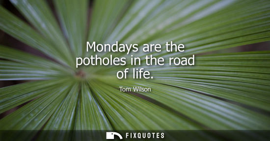 Small: Mondays are the potholes in the road of life - Tom Wilson