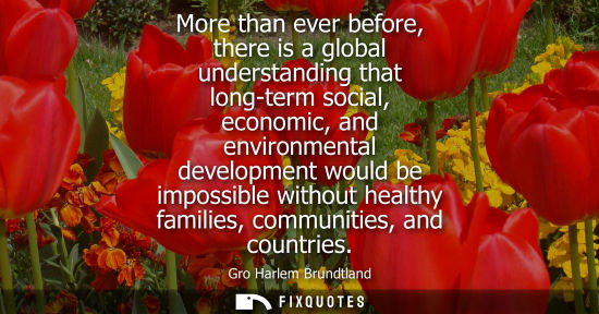 Small: More than ever before, there is a global understanding that long-term social, economic, and environmental deve