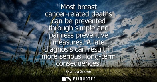 Small: Most breast cancer-related deaths can be prevented through simple and painless preventive measures.