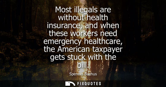 Small: Most illegals are without health insurance, and when these workers need emergency healthcare, the American tax
