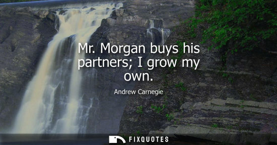 Small: Mr. Morgan buys his partners I grow my own