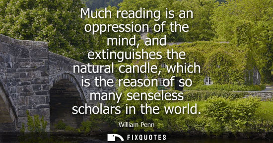 Small: Much reading is an oppression of the mind, and extinguishes the natural candle, which is the reason of 
