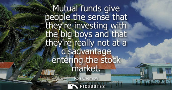 Small: Mutual funds give people the sense that theyre investing with the big boys and that theyre really not a