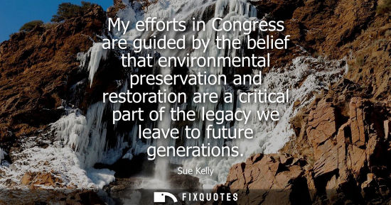 Small: My efforts in Congress are guided by the belief that environmental preservation and restoration are a c