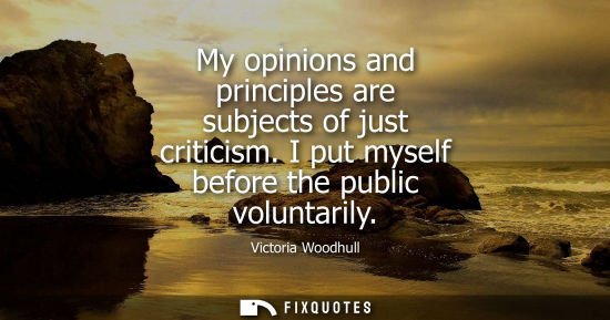 Small: My opinions and principles are subjects of just criticism. I put myself before the public voluntarily