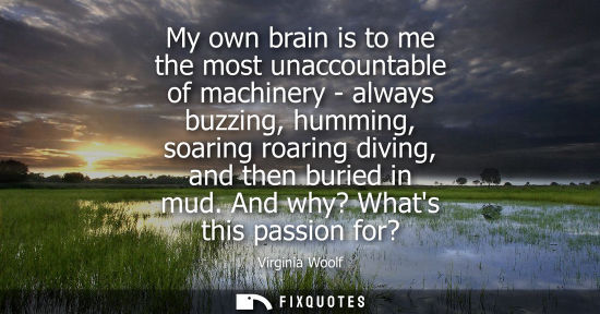 Small: My own brain is to me the most unaccountable of machinery - always buzzing, humming, soaring roaring diving, a