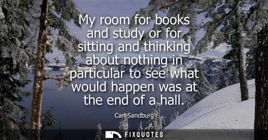 Small: My room for books and study or for sitting and thinking about nothing in particular to see what would h