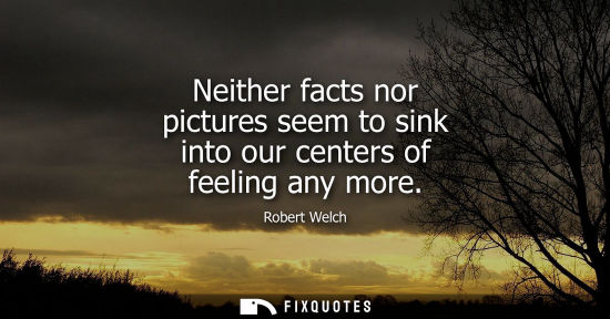 Small: Neither facts nor pictures seem to sink into our centers of feeling any more