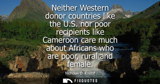 Small: Neither Western donor countries like the U.S. nor poor recipients like Cameroon care much about African