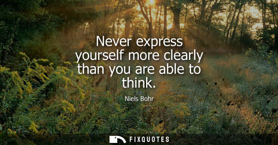 Small: Never express yourself more clearly than you are able to think