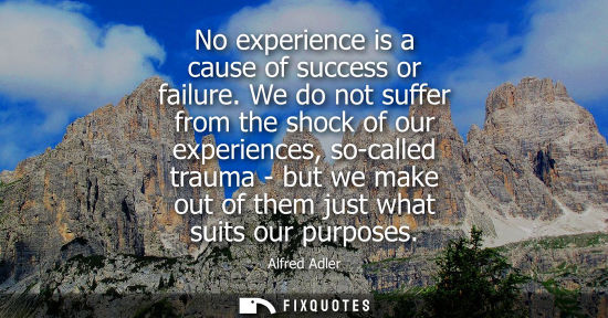Small: No experience is a cause of success or failure. We do not suffer from the shock of our experiences, so-called 