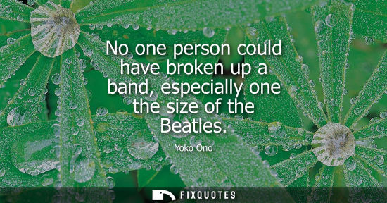 Small: No one person could have broken up a band, especially one the size of the Beatles
