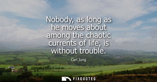 Small: Nobody, as long as he moves about among the chaotic currents of life, is without trouble