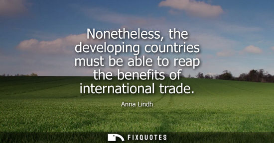Small: Nonetheless, the developing countries must be able to reap the benefits of international trade
