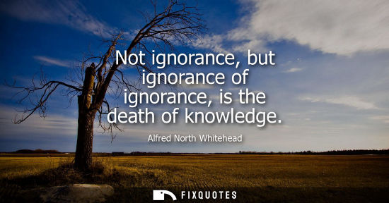 Small: Not ignorance, but ignorance of ignorance, is the death of knowledge