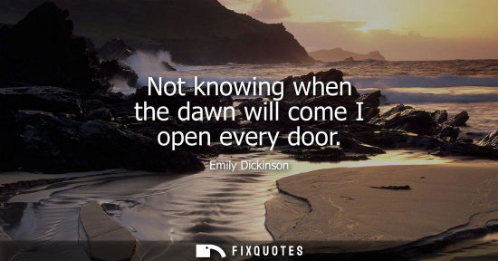 Small: Not knowing when the dawn will come I open every door