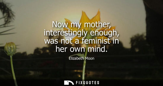 Small: Now my mother, interestingly enough, was not a feminist in her own mind