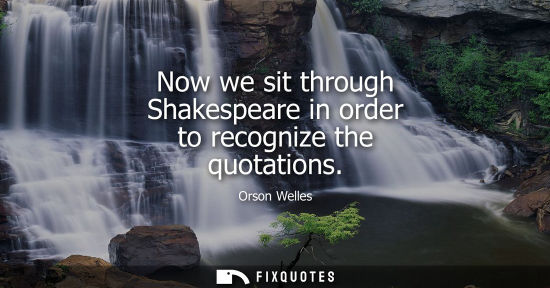 Small: Now we sit through Shakespeare in order to recognize the quotations