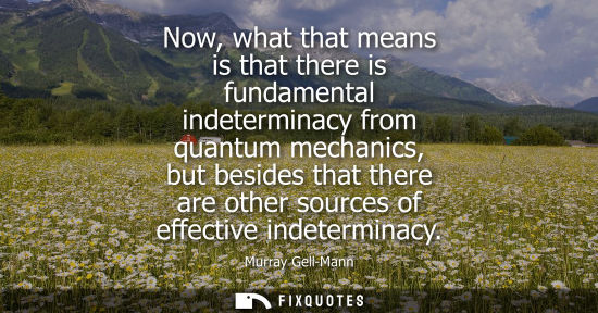 Small: Now, what that means is that there is fundamental indeterminacy from quantum mechanics, but besides tha