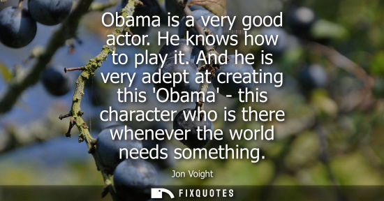Small: Obama is a very good actor. He knows how to play it. And he is very adept at creating this Obama - this