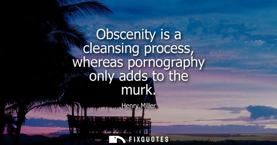 Small: Obscenity is a cleansing process, whereas pornography only adds to the murk