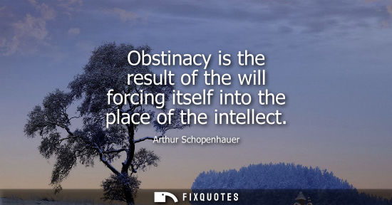 Small: Obstinacy is the result of the will forcing itself into the place of the intellect