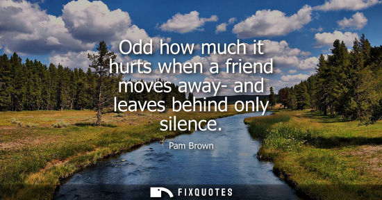 Small: Odd how much it hurts when a friend moves away- and leaves behind only silence