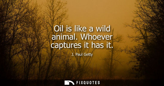 Small: Oil is like a wild animal. Whoever captures it has it