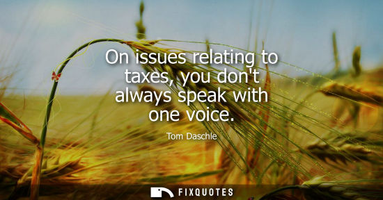 Small: On issues relating to taxes, you dont always speak with one voice