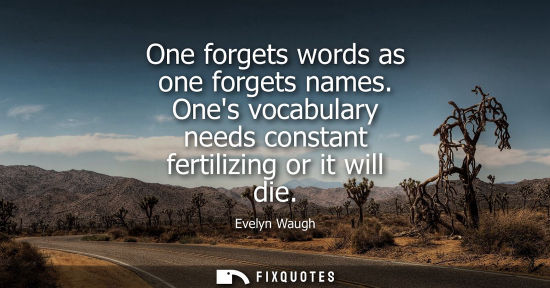 Small: One forgets words as one forgets names. Ones vocabulary needs constant fertilizing or it will die