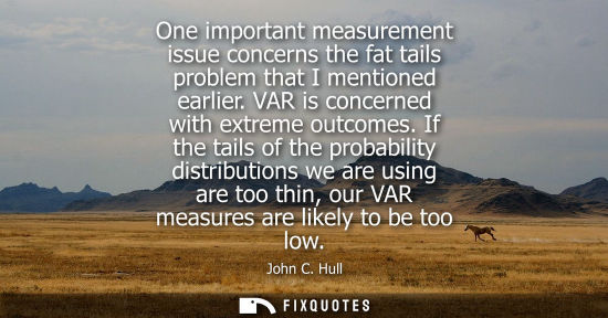 Small: One important measurement issue concerns the fat tails problem that I mentioned earlier. VAR is concerned with