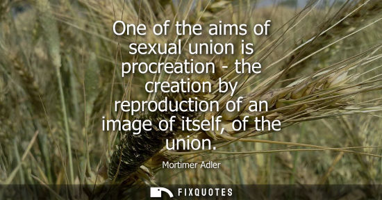 Small: One of the aims of sexual union is procreation - the creation by reproduction of an image of itself, of