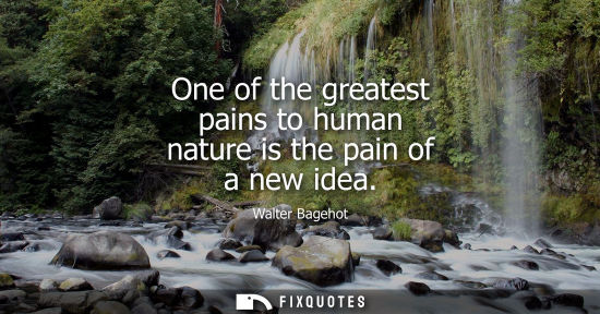 Small: One of the greatest pains to human nature is the pain of a new idea