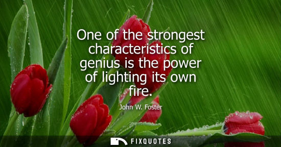 Small: One of the strongest characteristics of genius is the power of lighting its own fire