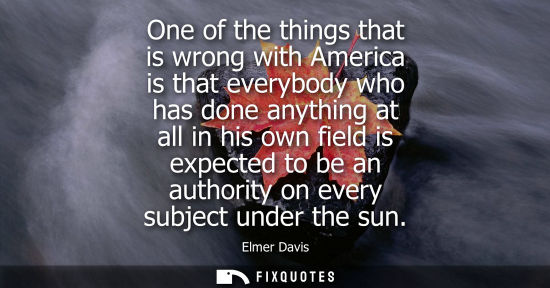 Small: One of the things that is wrong with America is that everybody who has done anything at all in his own 