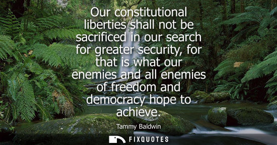 Small: Our constitutional liberties shall not be sacrificed in our search for greater security, for that is wh