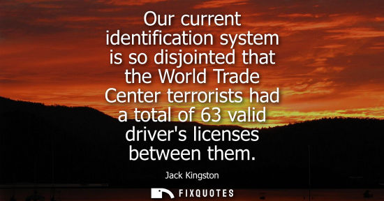 Small: Our current identification system is so disjointed that the World Trade Center terrorists had a total o